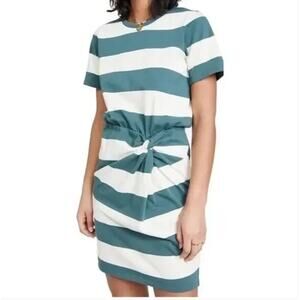 Veronica Beard Striped Teal and White Mini Dress